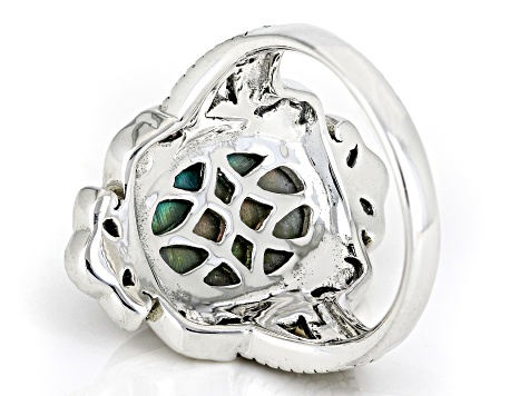 Abalone Shell With Marcasite Sterling Silver Band Ring