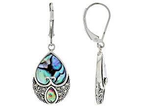 Abalone Shell With Marcasite Sterling Silver Dangle Earrings