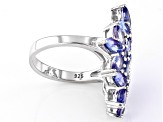 Blue Tanzanite Rhodium Over Sterling Silver Ring 4.18ctw