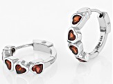 Garnet Rhodium Over Sterling Silver Heart Hoop Earrings 2.04ctw