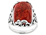 Red Sponge Coral Sterling Silver Solitaire Ring