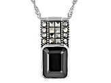Black Spinel Sterling Silver Pendant With Chain 4.10ct
