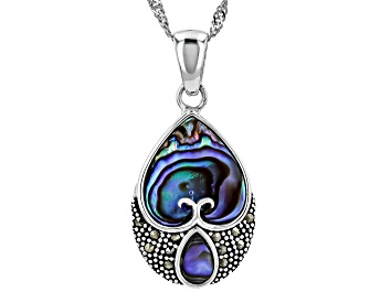 Picture of Multicolor Abalone Shell Sterling Silver Pendant With Chain