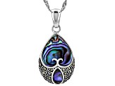 Multicolor Abalone Shell Sterling Silver Pendant With Chain