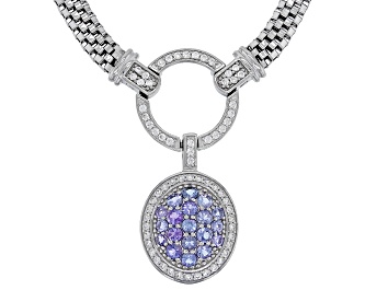 Picture of Blue Tanzanite Rhodium Over Sterling Silver Necklace 1.83ctw