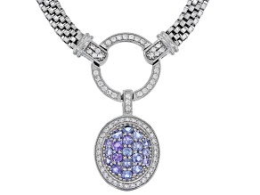 Blue Tanzanite Rhodium Over Sterling Silver Necklace 1.83ctw