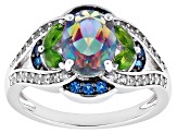 Mystic Fire® Green Topaz Rhodium Over Silver Ring 2.90ctw