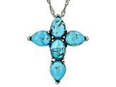 Blue Kingman Turquoise Rhodium Over Sterling Silver Pendant with Chain