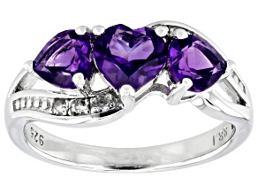 Purple Amethyst Rhodium Over Sterling Silver Ring 1.29ctw