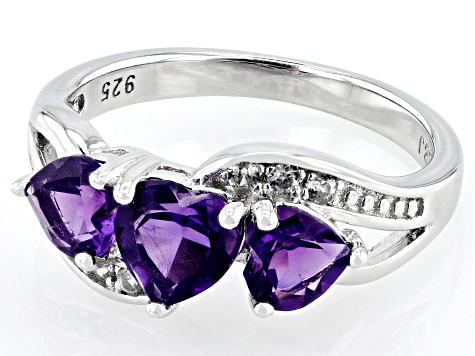 Purple Amethyst Rhodium Over Sterling Silver Ring 1.29ctw