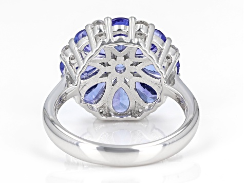 Blue Tanzanite Rhodium Over Sterling Silver Ring 3.11ctw