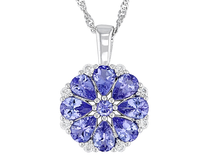 Tanzanite & Cubic Zirconia Zircon Sterling 925 Multi Strand Festoon Necklace outlets