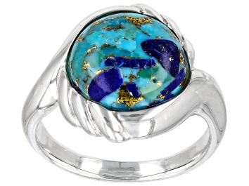 Picture of Blue Turquoise and Lapis Lazuli Sterling Silver Solitaire Ring