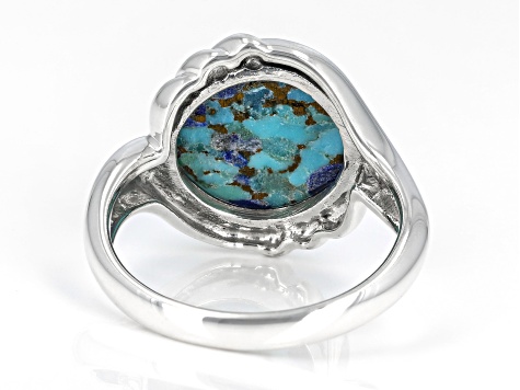 Blue Turquoise and Lapis Lazuli Sterling Silver Solitaire Ring