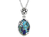 Turquoise and Lapis Lazuli Sterling Silver Solitaire Pendant With Chain