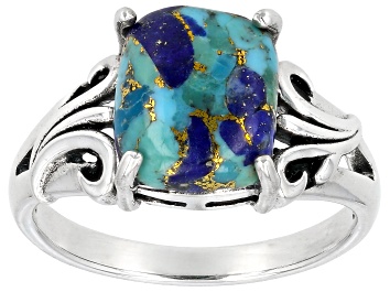 Picture of Turquoise and Lapis Lazuli Sterling Silver Solitaire Ring