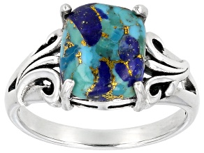 Composite Turquoise and Lapis Lazuli Sterling Silver Solitaire Ring