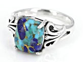 Turquoise and Lapis Lazuli Sterling Silver Solitaire Ring