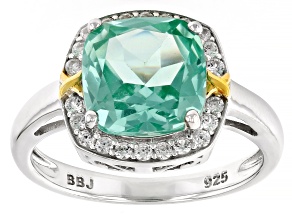 Green Lab Created Spinel Rhodium Over Sterling Silver Ring 3.42ctw
