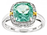 Green Lab Created Spinel Rhodium Over Sterling Silver Ring 3.42ctw