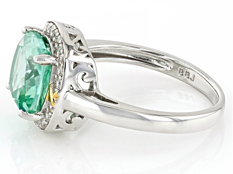 Green Lab Created Spinel Rhodium Over Sterling Silver Ring 3.42ctw