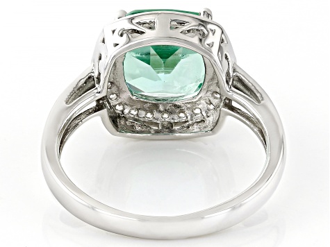 Green Lab Created Spinel Rhodium Over Sterling Silver Ring 3.42ctw