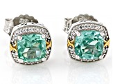 Green Lab Created Spinel Rhodium Over Sterling Silver Stud Earrings 1.89ctw
