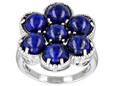Blue Lapis Lazuli Rhodium Over Sterling Silver Ring