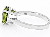 Green Peridot Rhodium Over Sterling Silver Ring 3.83ct