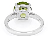 Green Peridot Rhodium Over Sterling Silver Ring 3.83ct