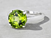 Green Peridot Rhodium Over Sterling Silver Ring 3.83ct