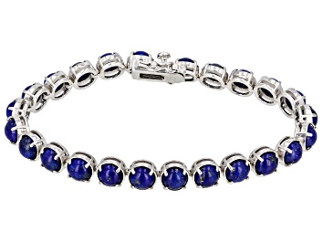 Picture of Blue Lapis Lazuli Rhodium Over Sterling Silver Tennis Bracelet