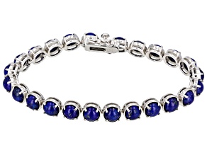 Blue Lapis Lazuli Rhodium Over Sterling Silver Tennis Bracelet