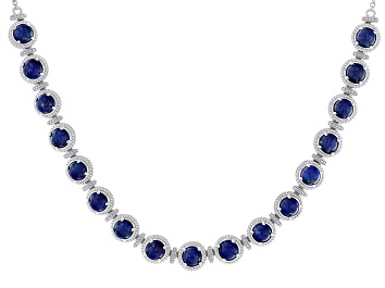Picture of Blue Lapis Lazuli Rhodium Over Sterling Silver Necklace