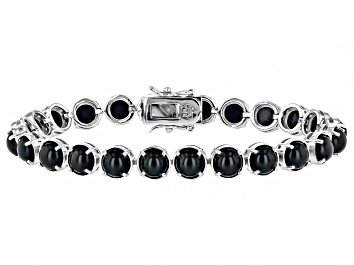 Picture of Black Onyx Rhodium Over Sterling Silver Tennis Bracelet