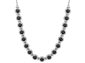 Picture of Black Onyx Rhodium Over Sterling Silver Tennis Necklace