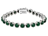 Green Malachite Rhodium Over Sterling Silver Tennis Bracelet