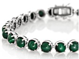 Green Malachite Rhodium Over Sterling Silver Tennis Bracelet