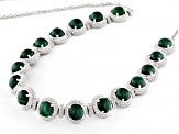 Green Malachite Rhodium Over Sterling Silver Tennis Necklace