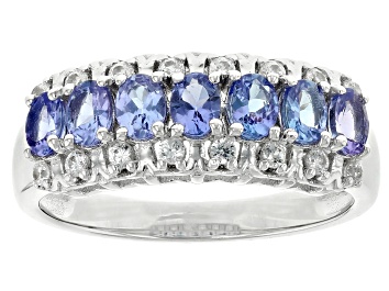 Picture of Blue Tanzanite Rhodium Over Sterling Silver Ring 1.22ctw