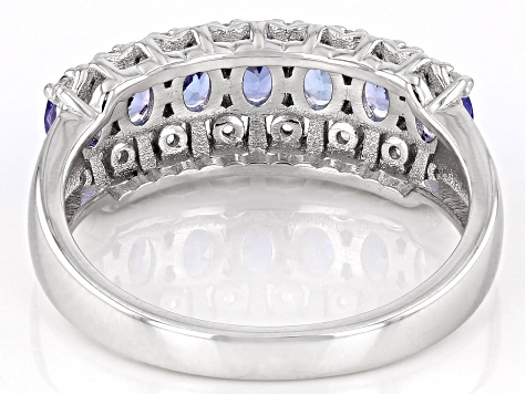 Blue Tanzanite Rhodium Over Sterling Silver Ring 1.22ctw