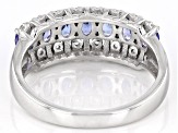 Blue Tanzanite Rhodium Over Sterling Silver Ring 1.22ctw
