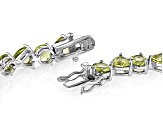 Green Peridot Rhodium Over Sterling Silver Tennis Bracelet 15.50ctw