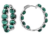 Green Malachite Rhodium Over Sterling Silver Hoop Earrings