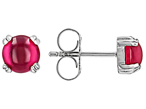 Red Lab Created Ruby Platinum Over Sterling Silver Stud Earrings