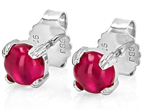 Red Lab Created Ruby Platinum Over Sterling Silver Stud Earrings