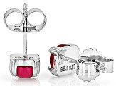 Red Lab Created Ruby Platinum Over Sterling Silver Stud Earrings