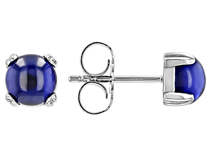 Lab Created Blue Sapphire Platinum Over Sterling Silver Stud