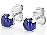 Lab Created Blue Sapphire Platinum Over Sterling Silver Stud Earrings 1.70ctw