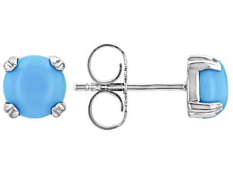 Blue Sleeping Beauty Turquoise Platinum Over Sterling Silver Stud Earrings